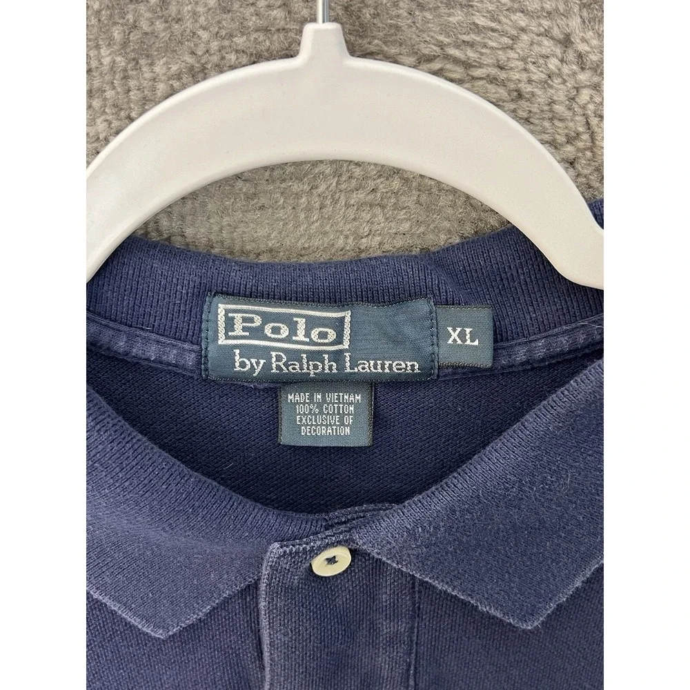 POLO Ralph Lauren Polo Shirt Mens Size XL Blue Cotton Long Sleeve Casual Preppy